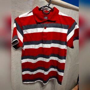 Point Zero Size Large Striped Red Grey and White Cotton Blend Boy Short Sleeve